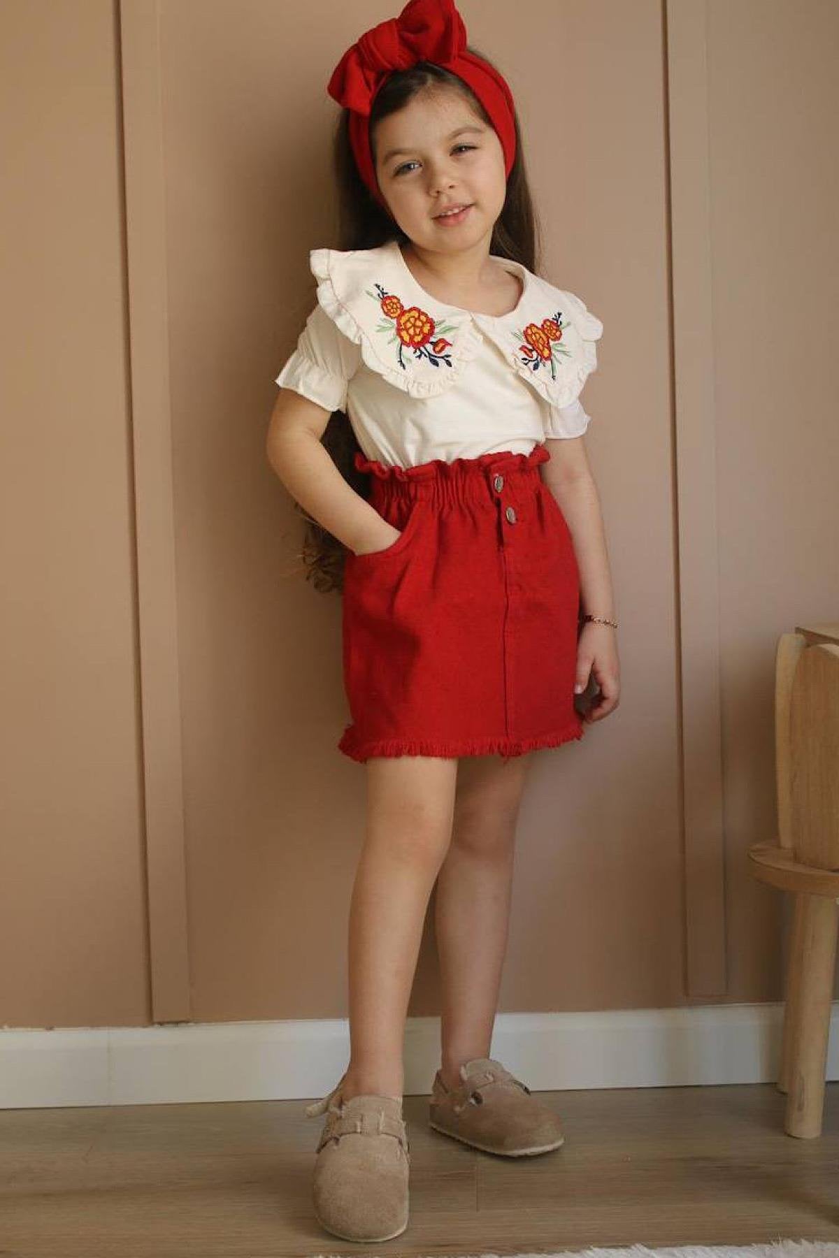 Kız Çocuk Kot Etekli Takım