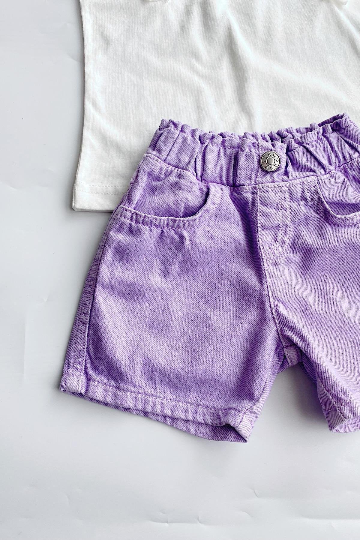 Kız Çocuk Yıkamalı Denim Şort