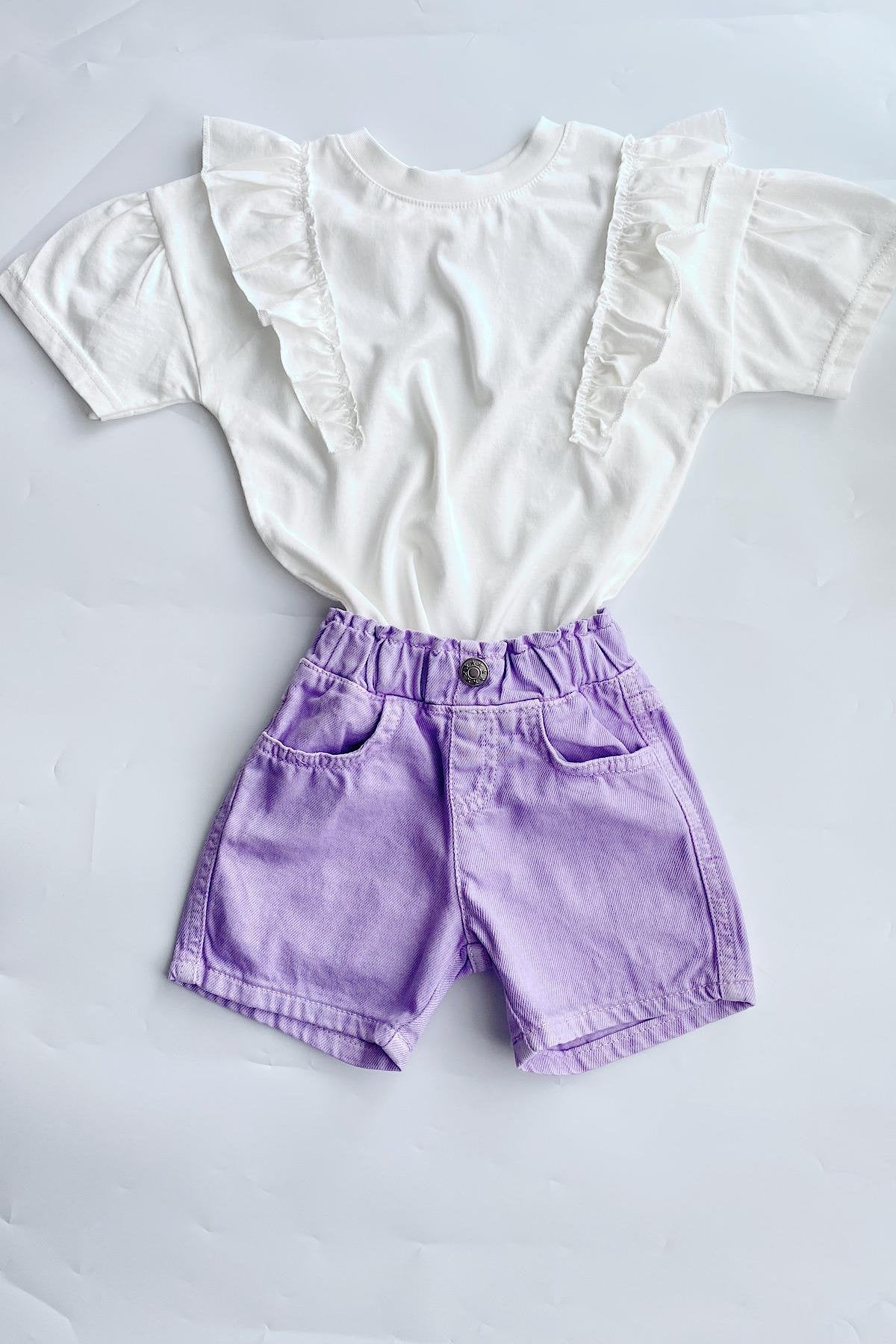 Kız Çocuk Yıkamalı Denim Şort