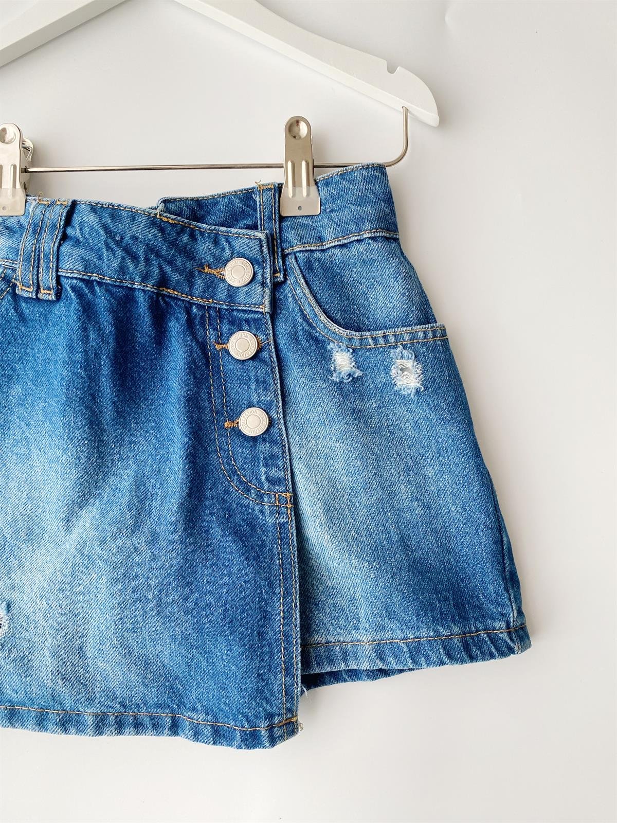 Kız Çocuk Yırtık Detay Şort Etek