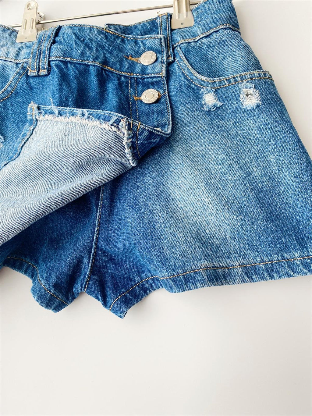 Kız Çocuk Yırtık Detay Şort Etek