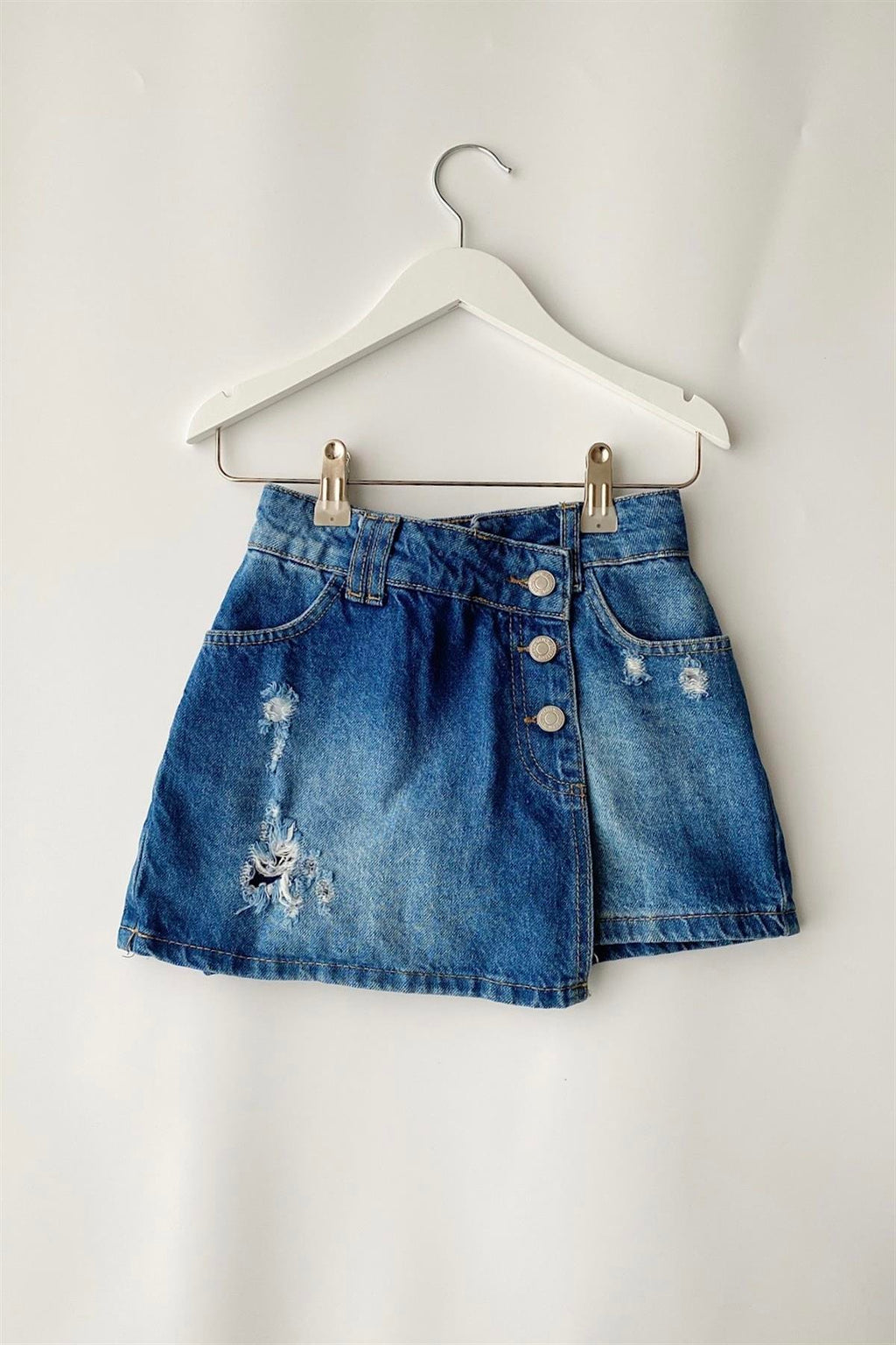 Kız Çocuk Yırtık Detay Şort Etek