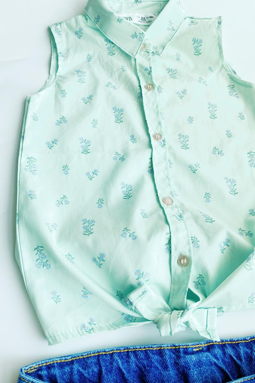 Kız Çocuk Sıfır Kol Poplin Gömlek