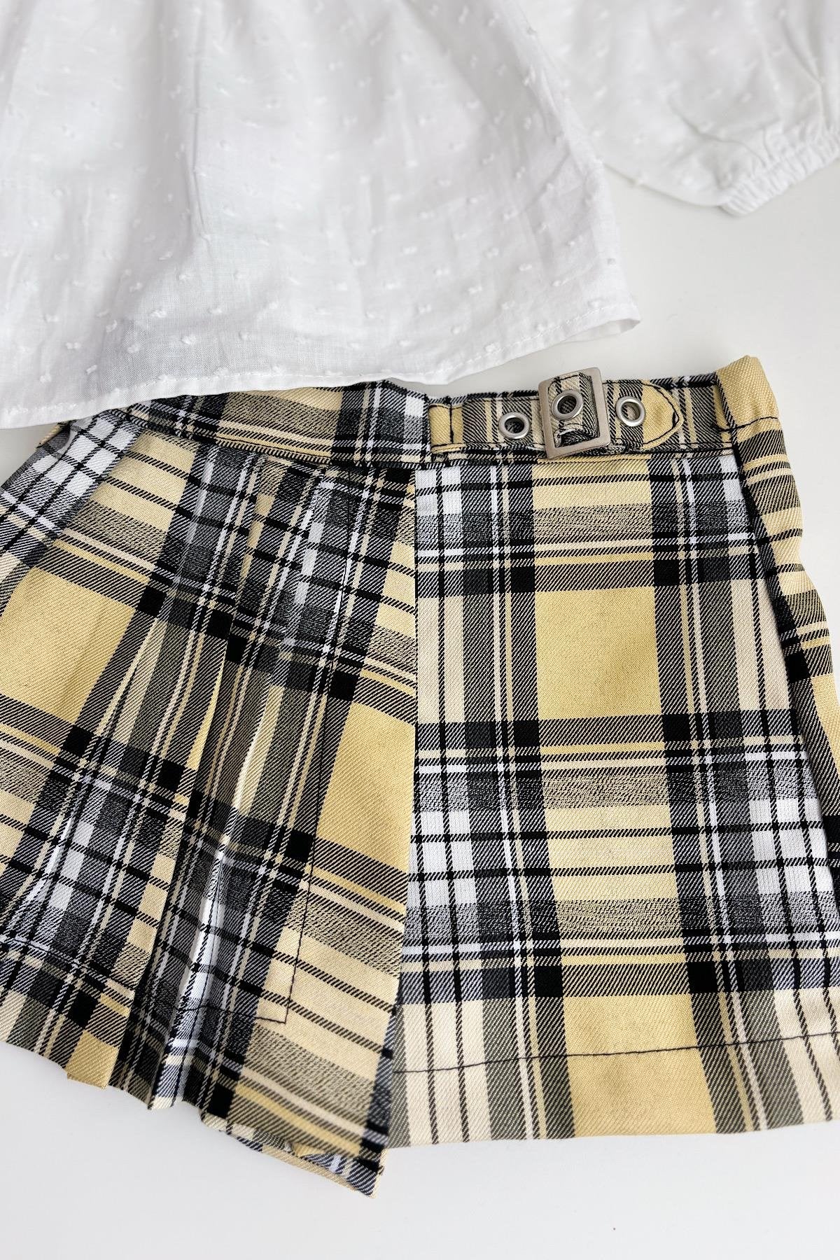 Kız Çocuk Şort Etek Gömlek Takım