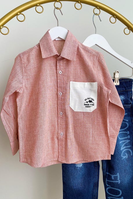 Erkek Çocuk Bordo Pamuklu Gömlek