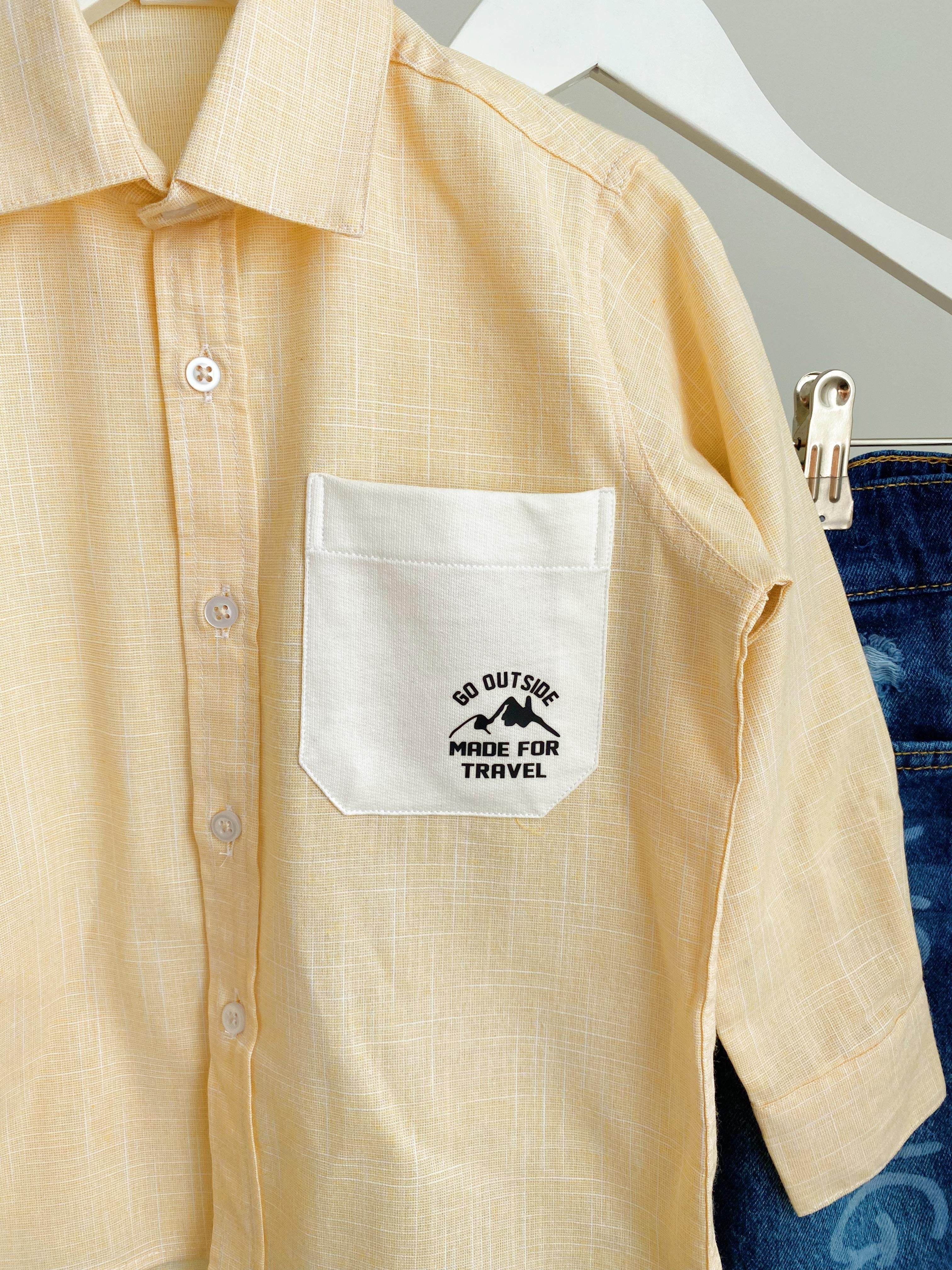 Erkek Çocuk Sarı Pamuklu Gömlek