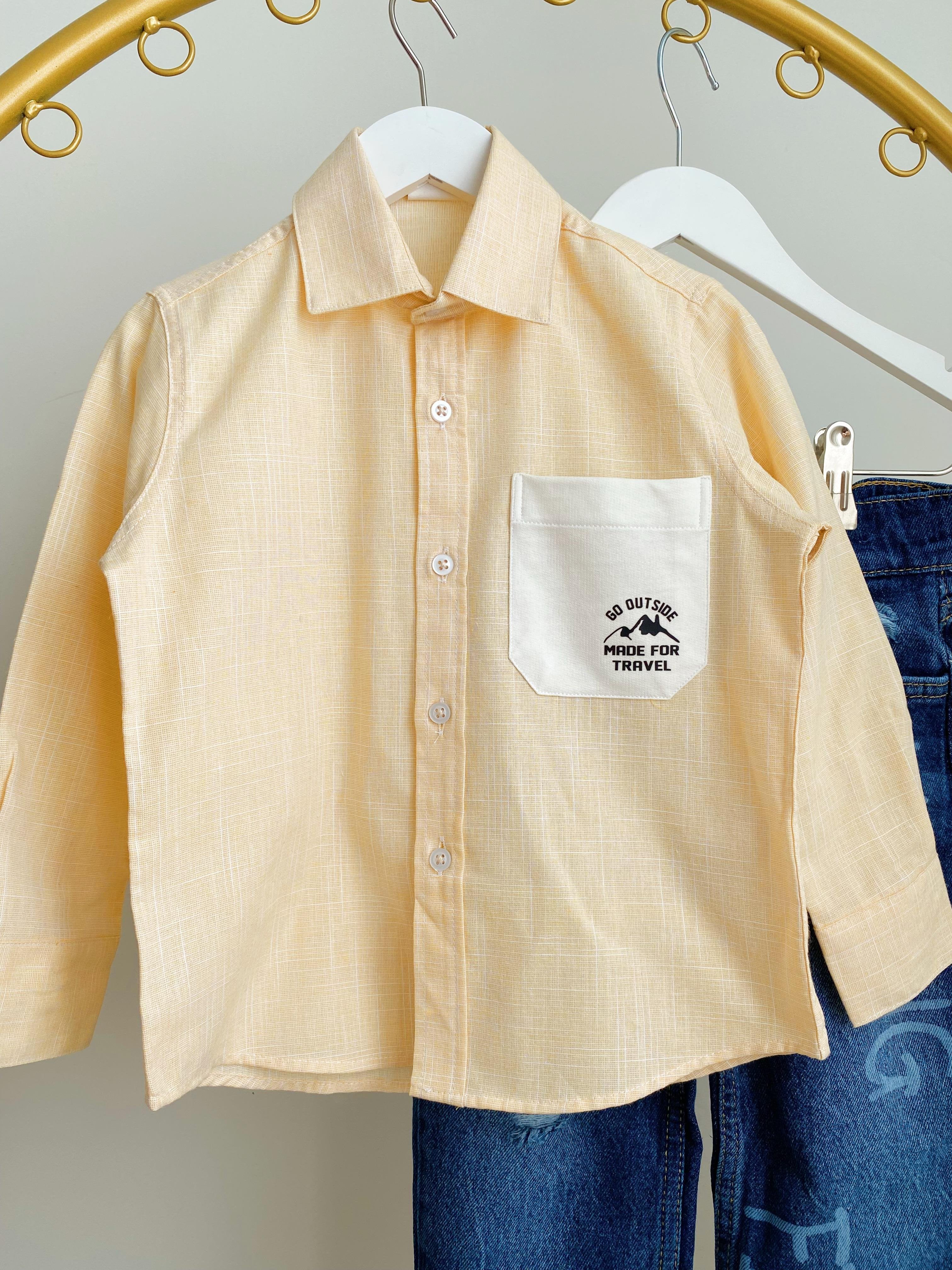 Erkek Çocuk Sarı Pamuklu Gömlek