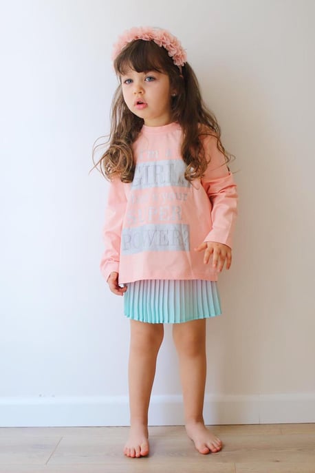 Kız Çocuk Renkli Pileli Etek Takım