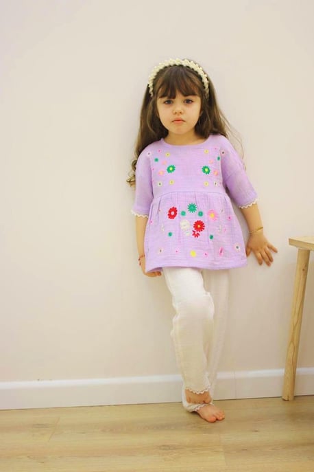 Kız Çocuk Lila Müslin Takım