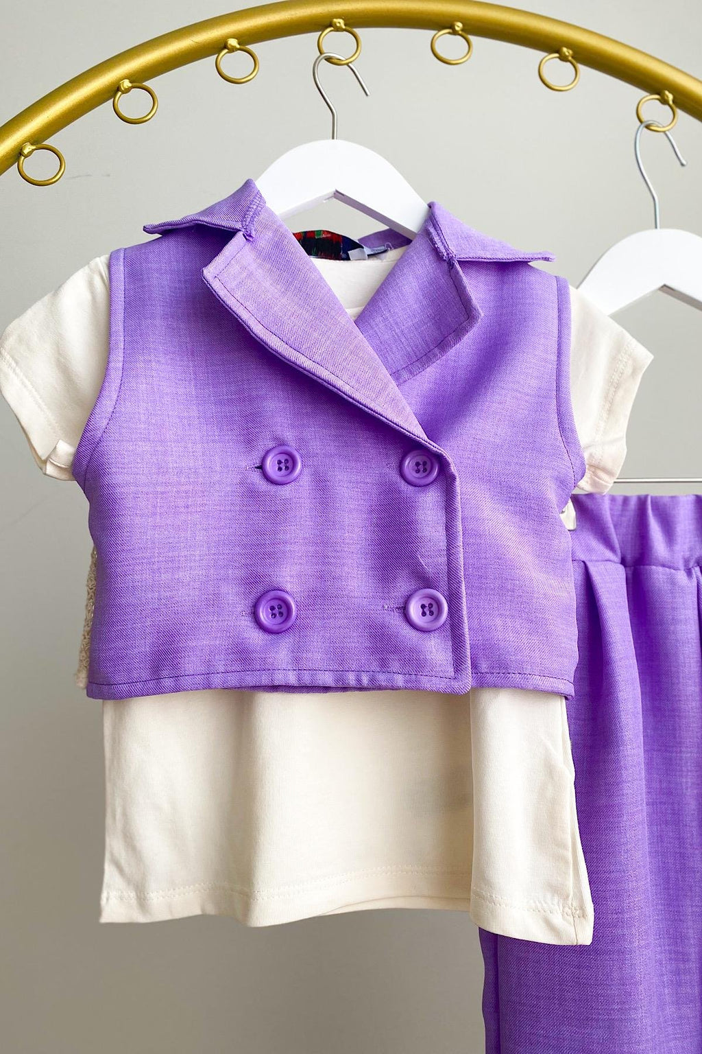 Kız Çocuk Yelekli 3'lü Takım