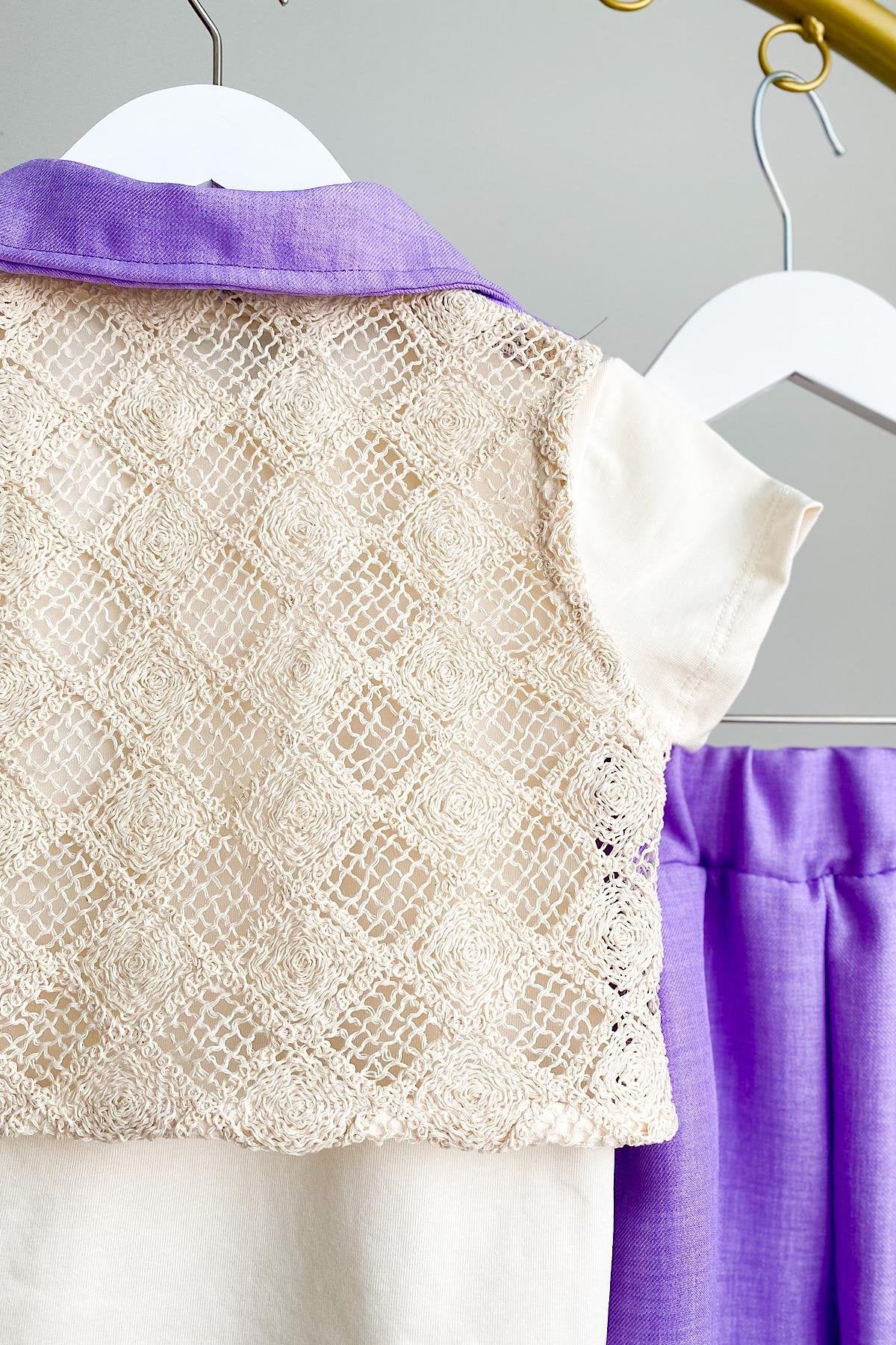 Kız Çocuk Yelekli 3'lü Takım