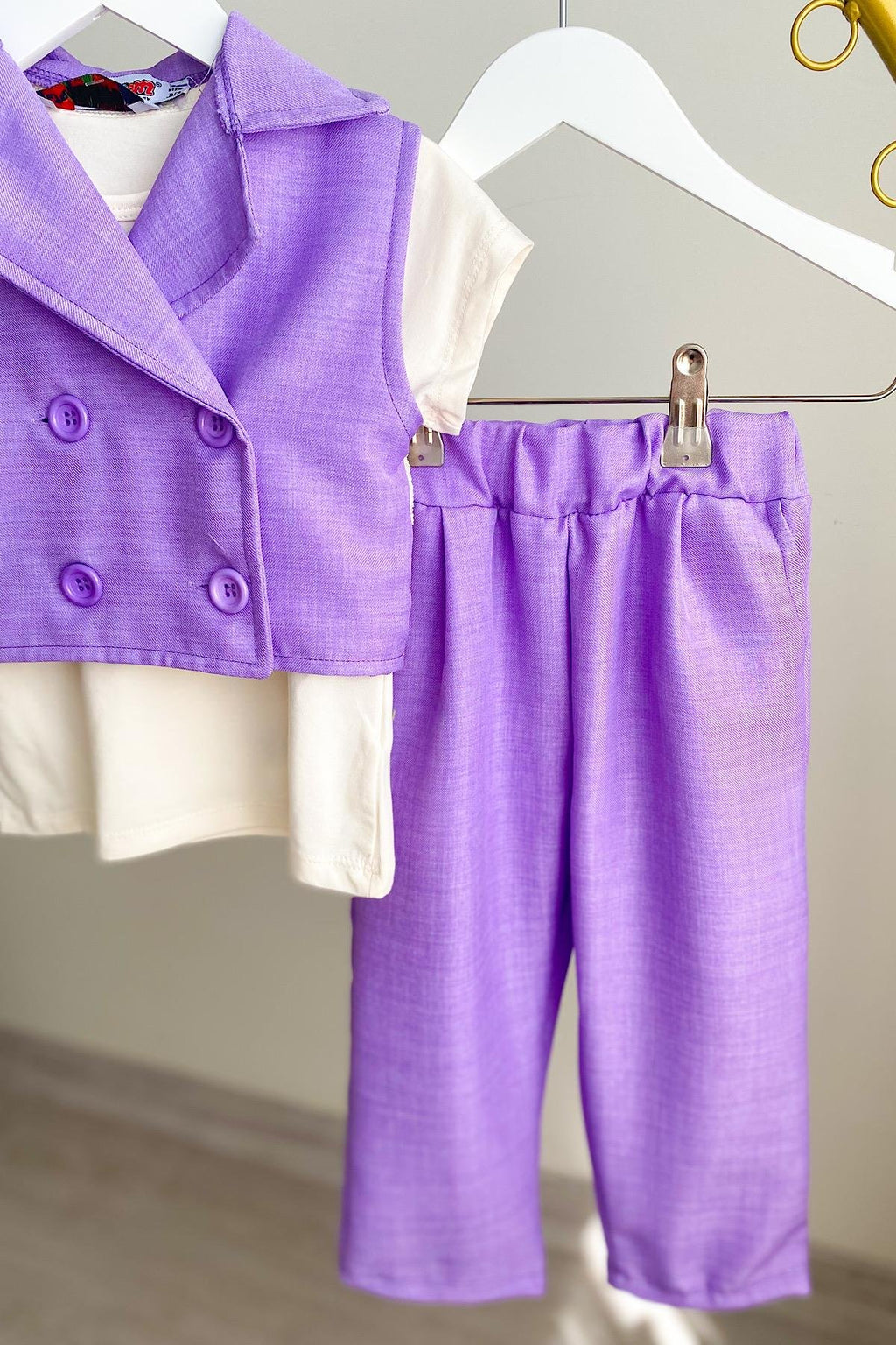 Kız Çocuk Yelekli 3'lü Takım