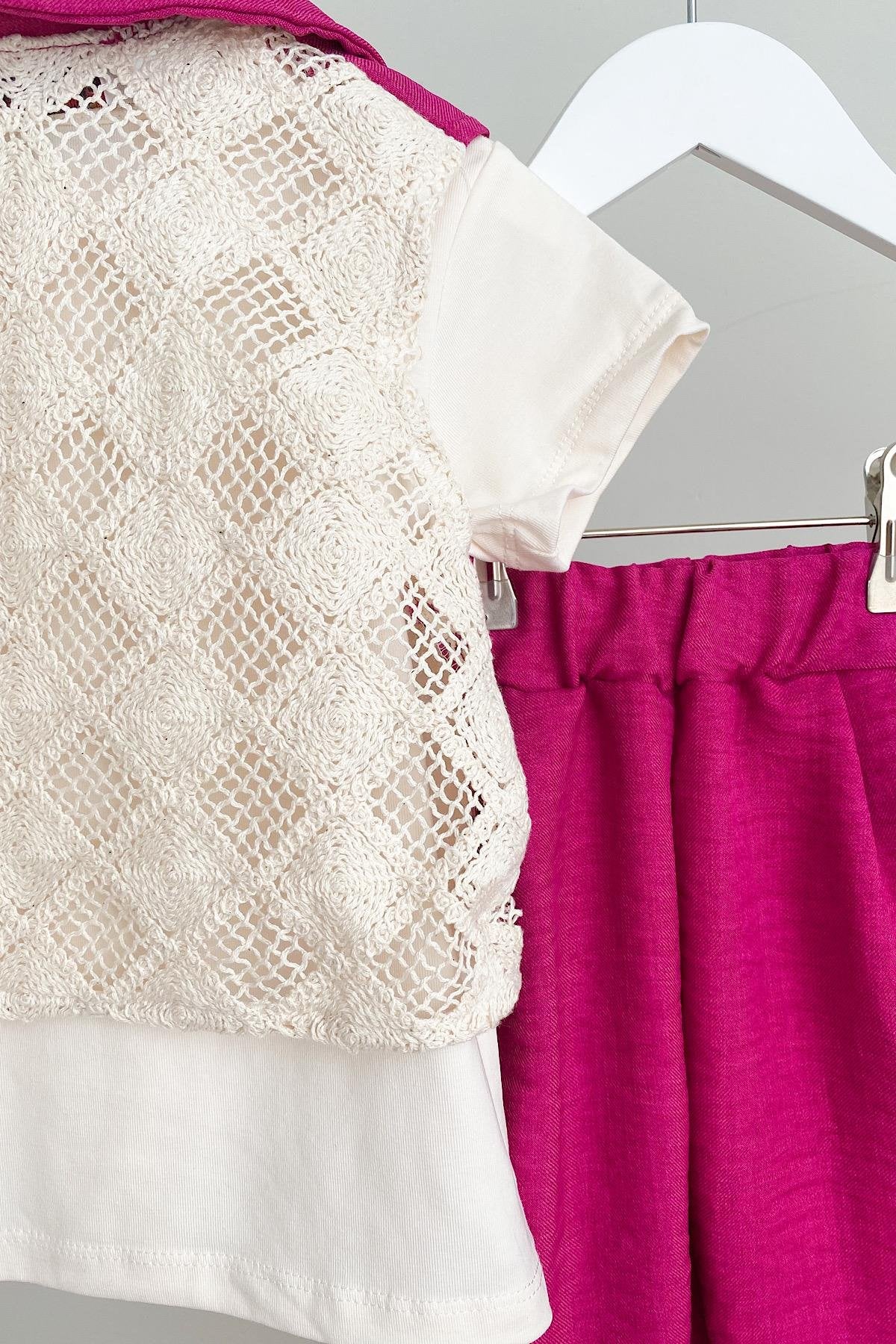 Kız Çocuk Yelekli 3'lü Takım