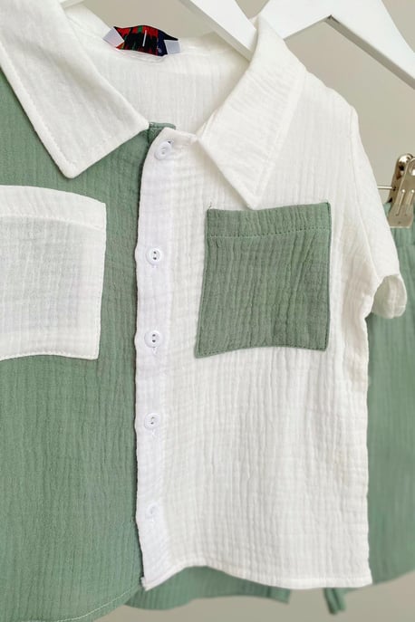 Erkek Çocuk Haki Müslin Takım