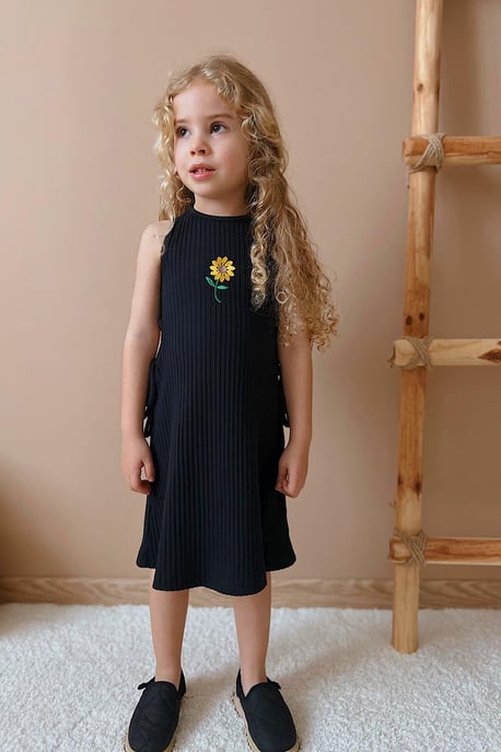 Kız Çocuk Siyah Fitilli Elbise