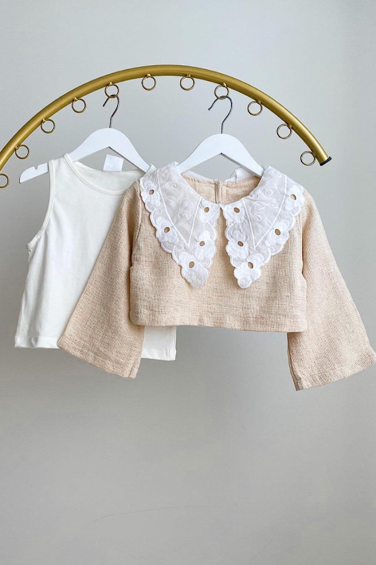 Kız Çocuk Crop Bluz 2'li Takım