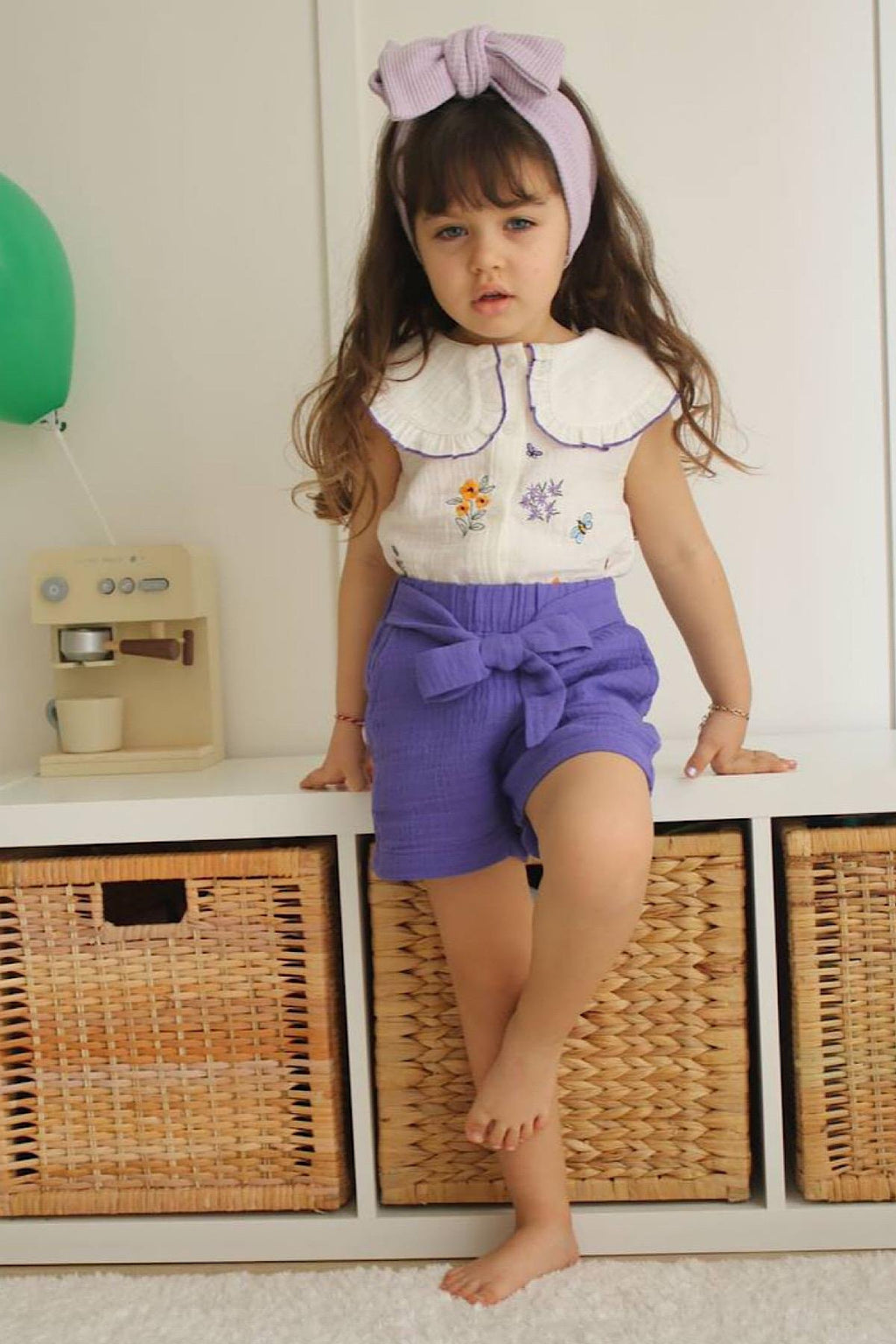 Kız Çocuk Mor Müslin Takım