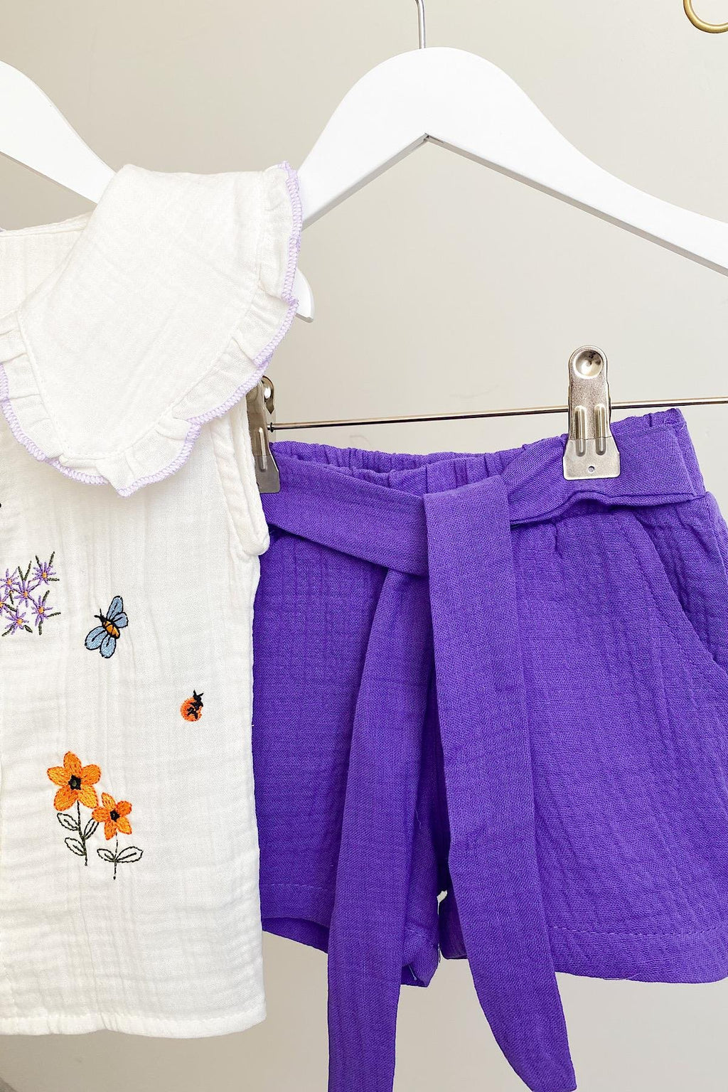 Kız Çocuk Mor Müslin Takım