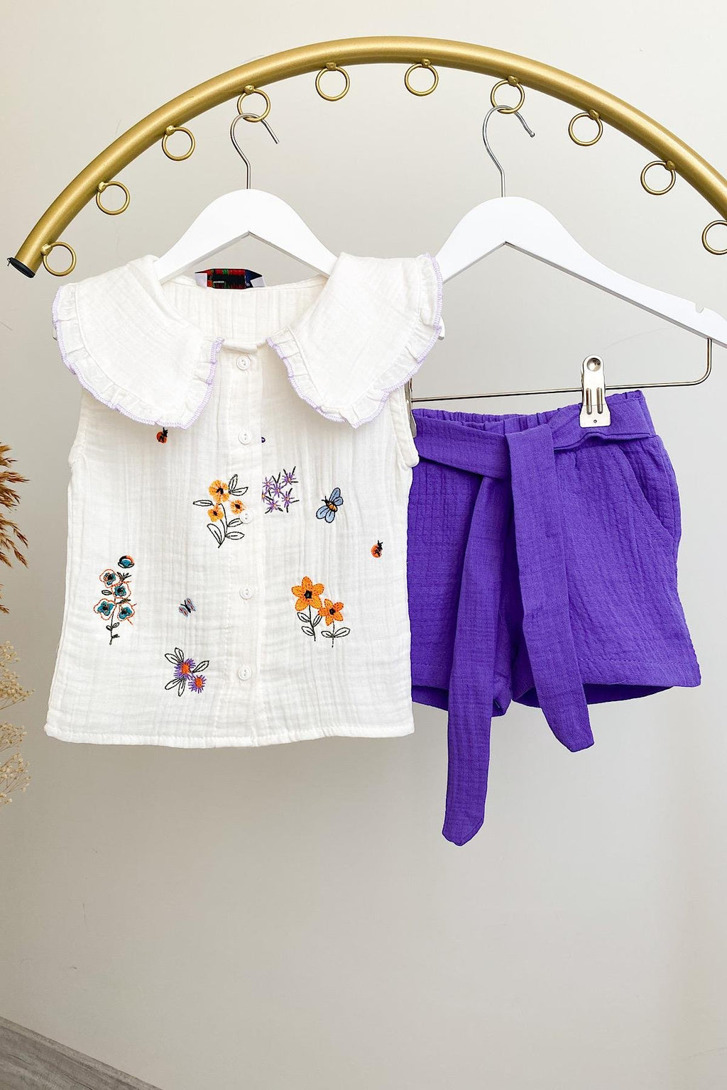 Kız Çocuk Mor Müslin Takım