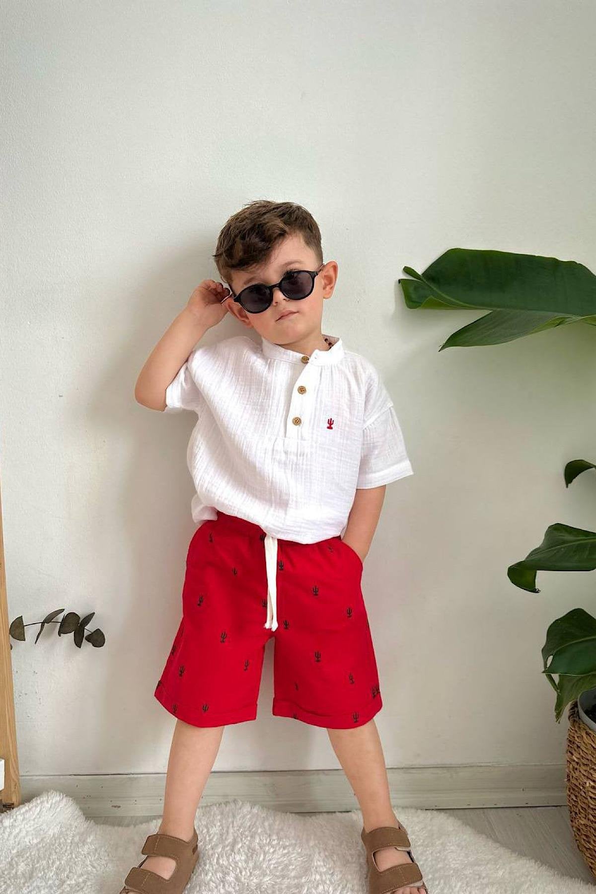 Erkek Çocuk Kırmızı Dokuma Takım