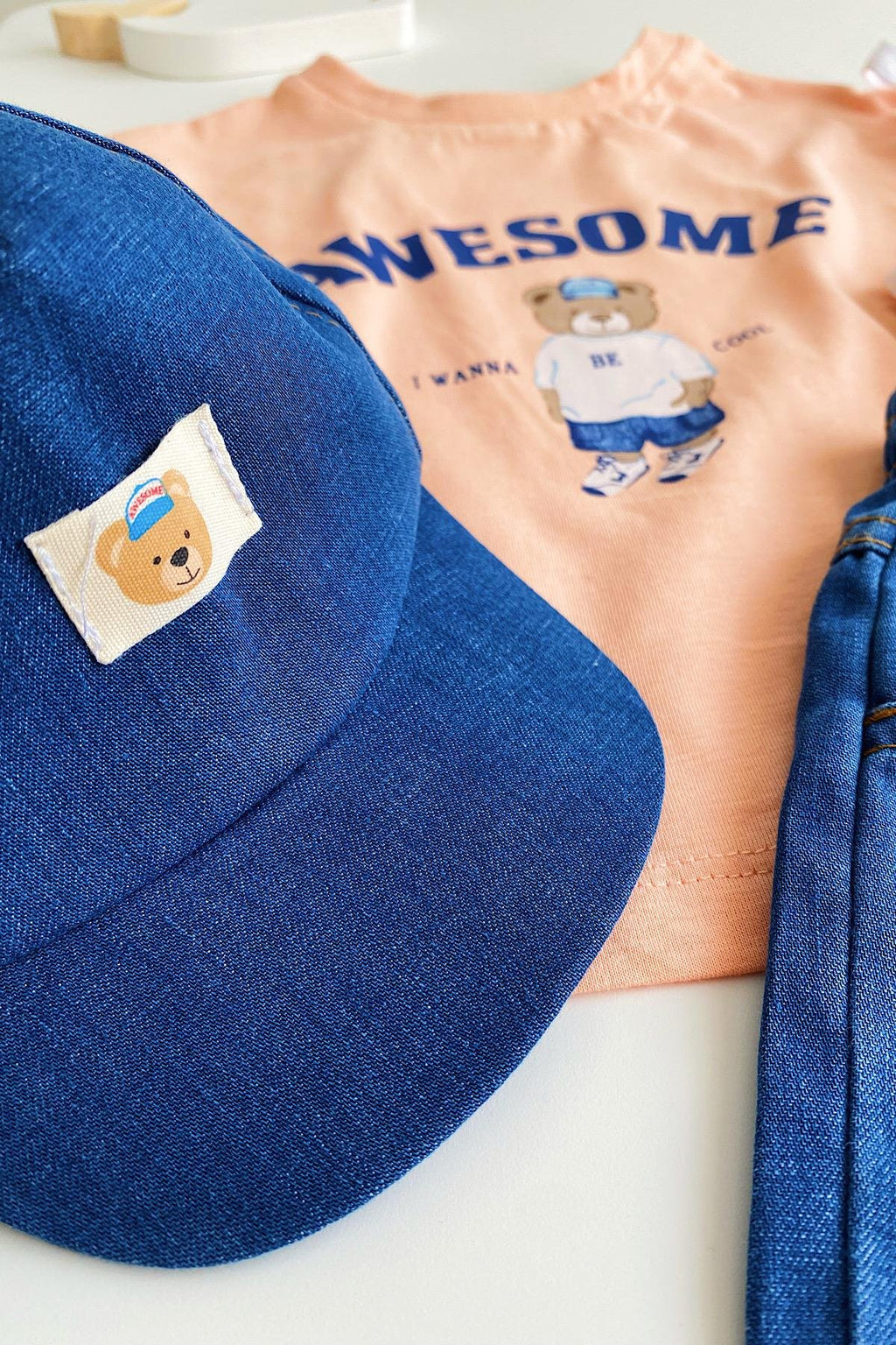 Erkek Çocuk Tedy Şapkalı 3'lü Takım