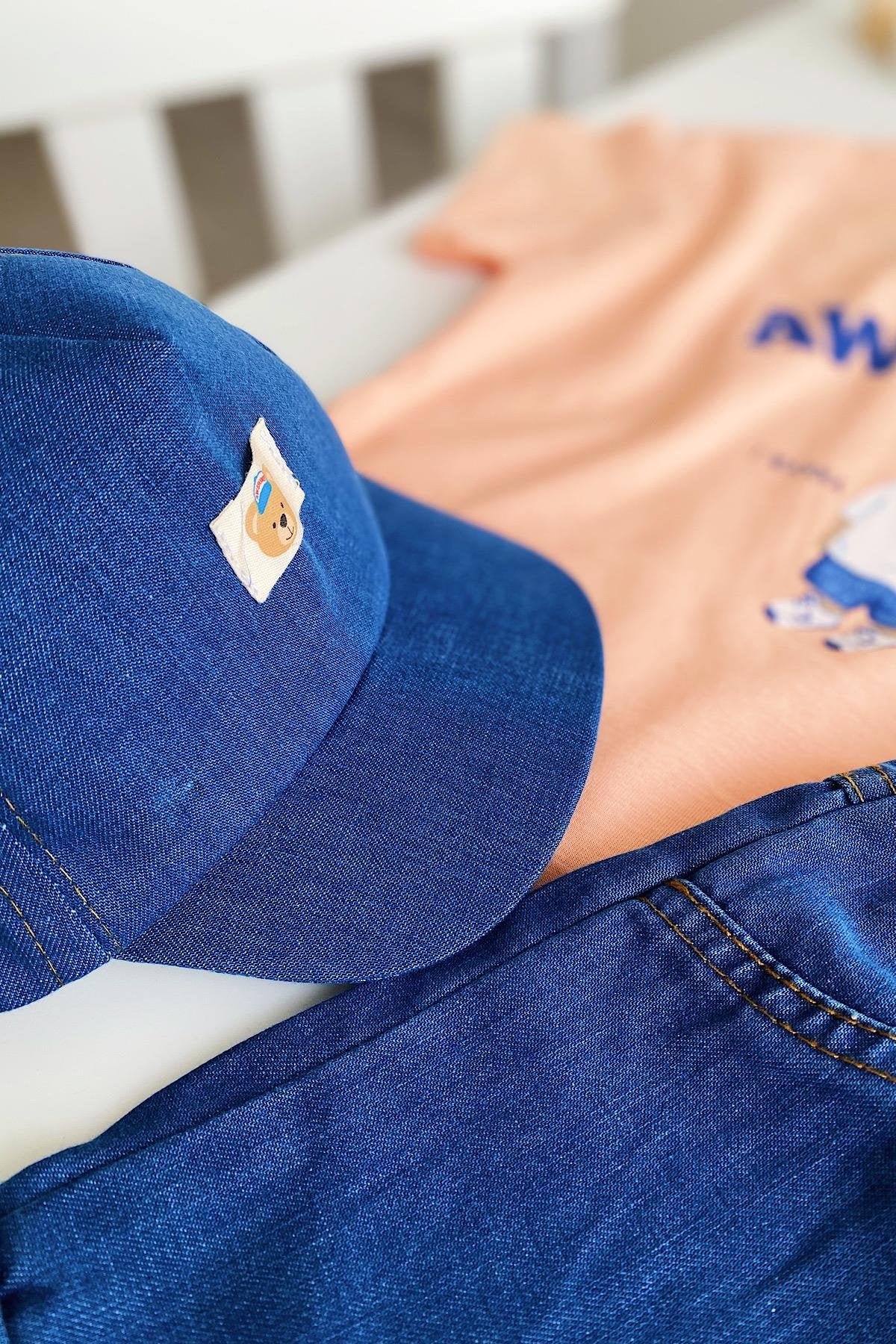 Erkek Çocuk Tedy Şapkalı 3'lü Takım