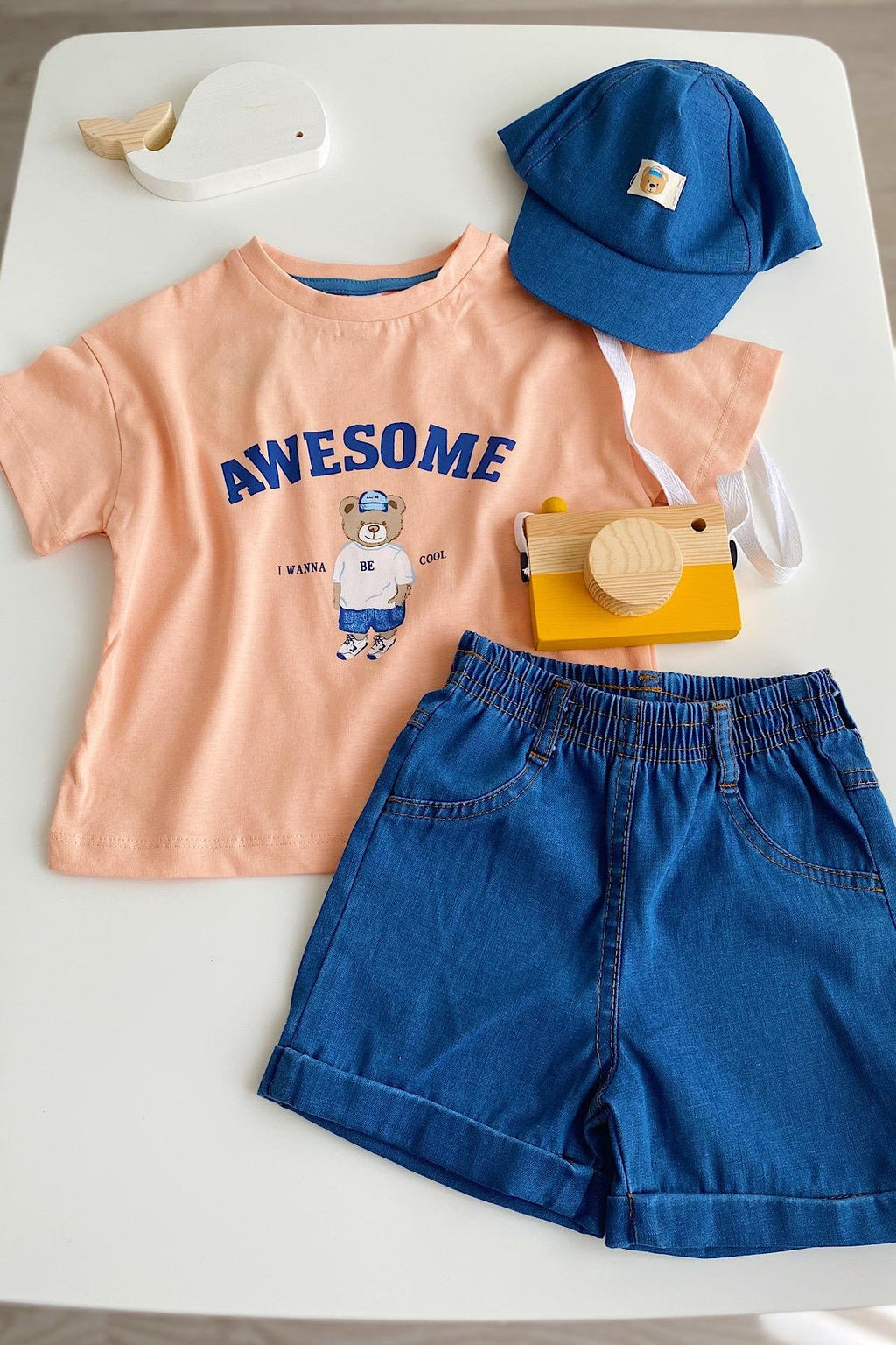 Erkek Çocuk Tedy Şapkalı 3'lü Takım