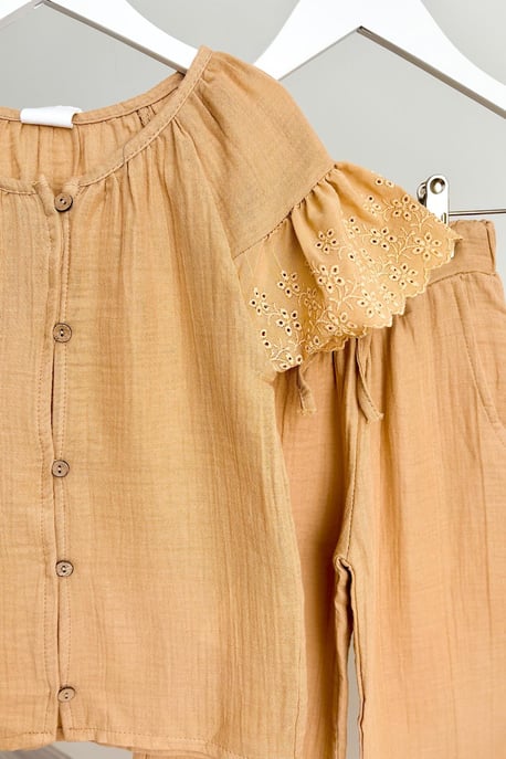 Kız Çocuk Vizon Fisto Detay Müslin Takım