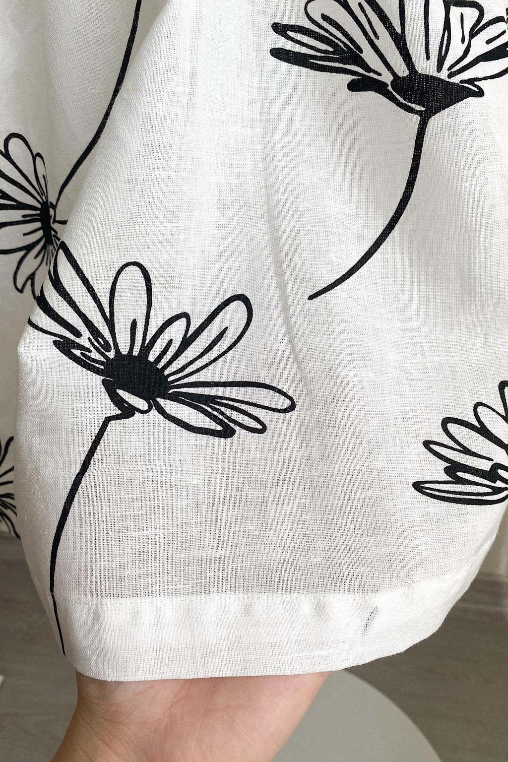 Kız Çocuk Ekru Çiçek Desenli Dokuma Elbise