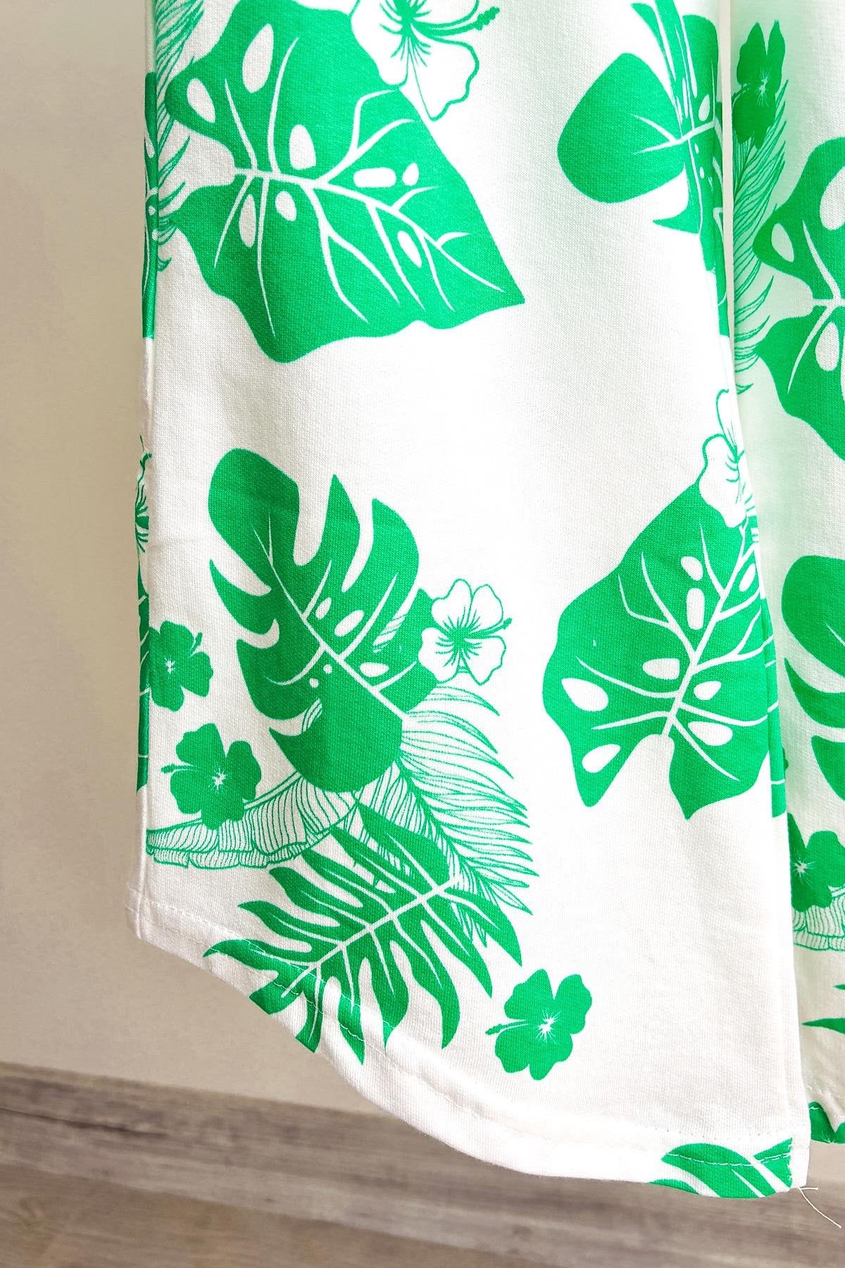 Kız Çocuk Yeşil Çiçek Desenli Takım