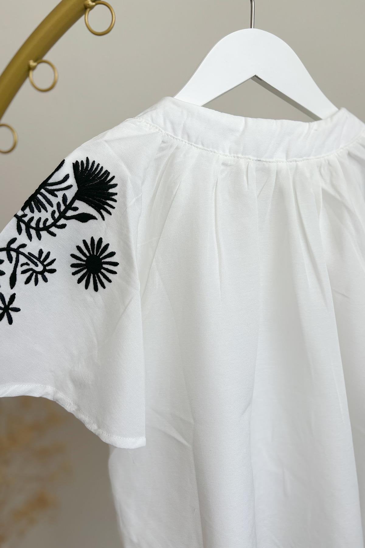 Kız Çocuk Nakış Detaylı Poplin Gömlek