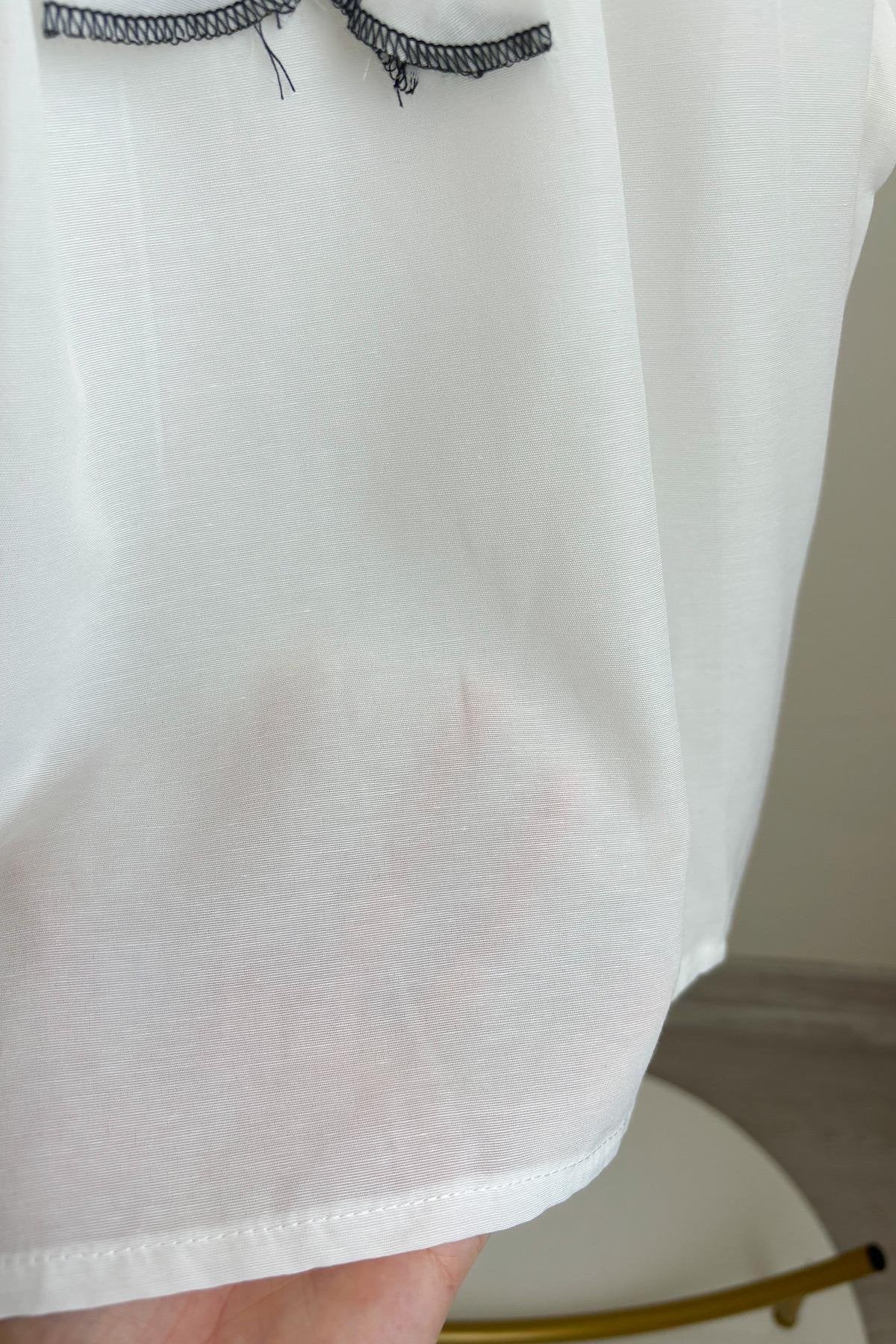 Kız Çocuk Nakış Detaylı Poplin Gömlek