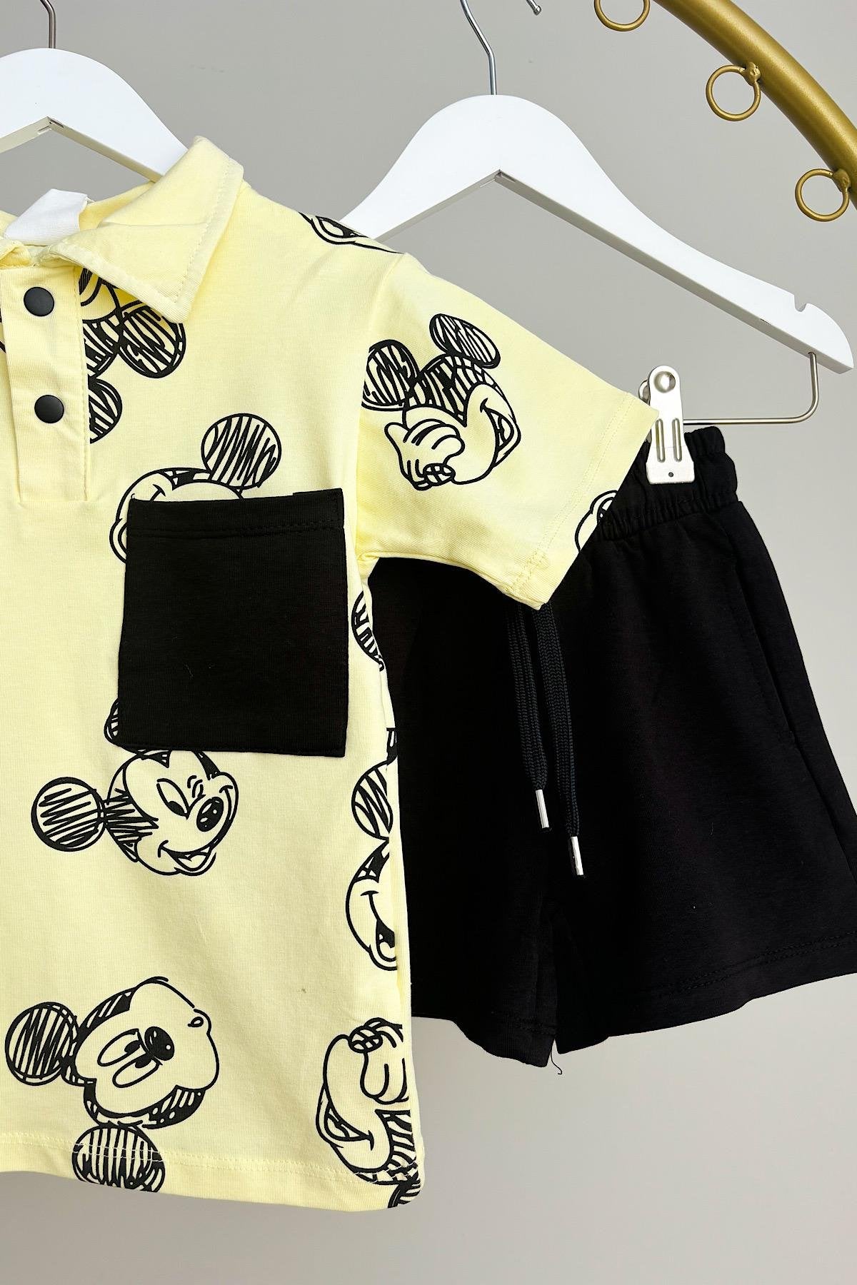 Erkek Çocuk Sarı Mickey Şortlu Takım