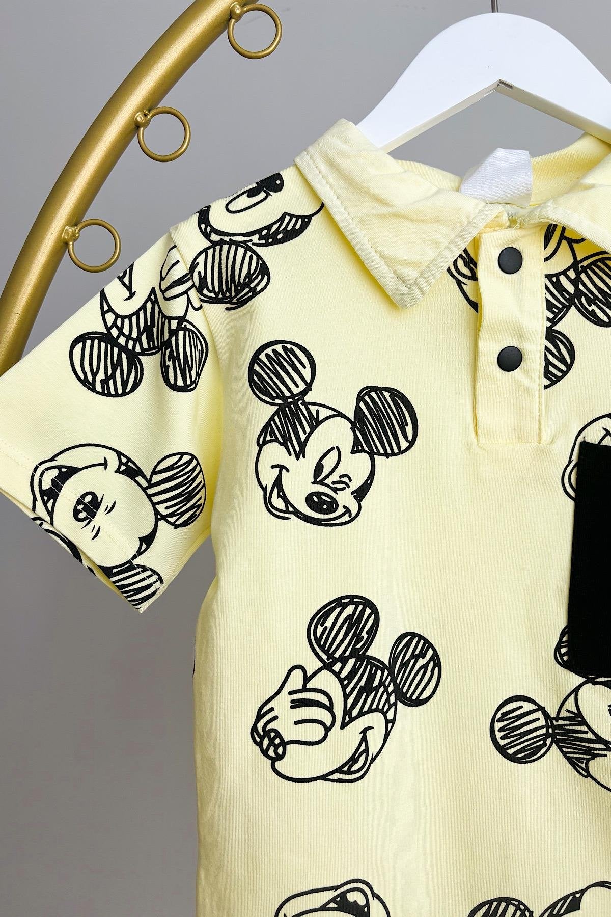 Erkek Çocuk Sarı Mickey Şortlu Takım