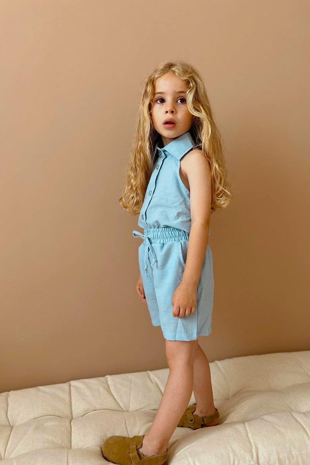 Kız Çocuk Tasarım Keten Takım