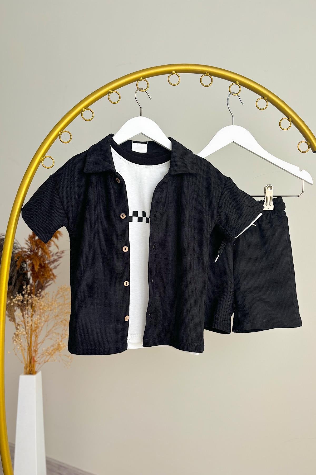 Erkek Çoçuk Waffle Üçlü Takım