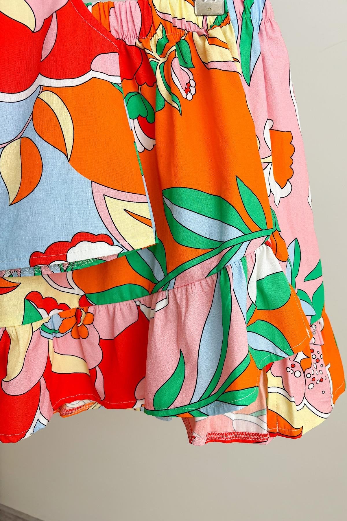 Kız Çocuk Desenli Poplin Takım