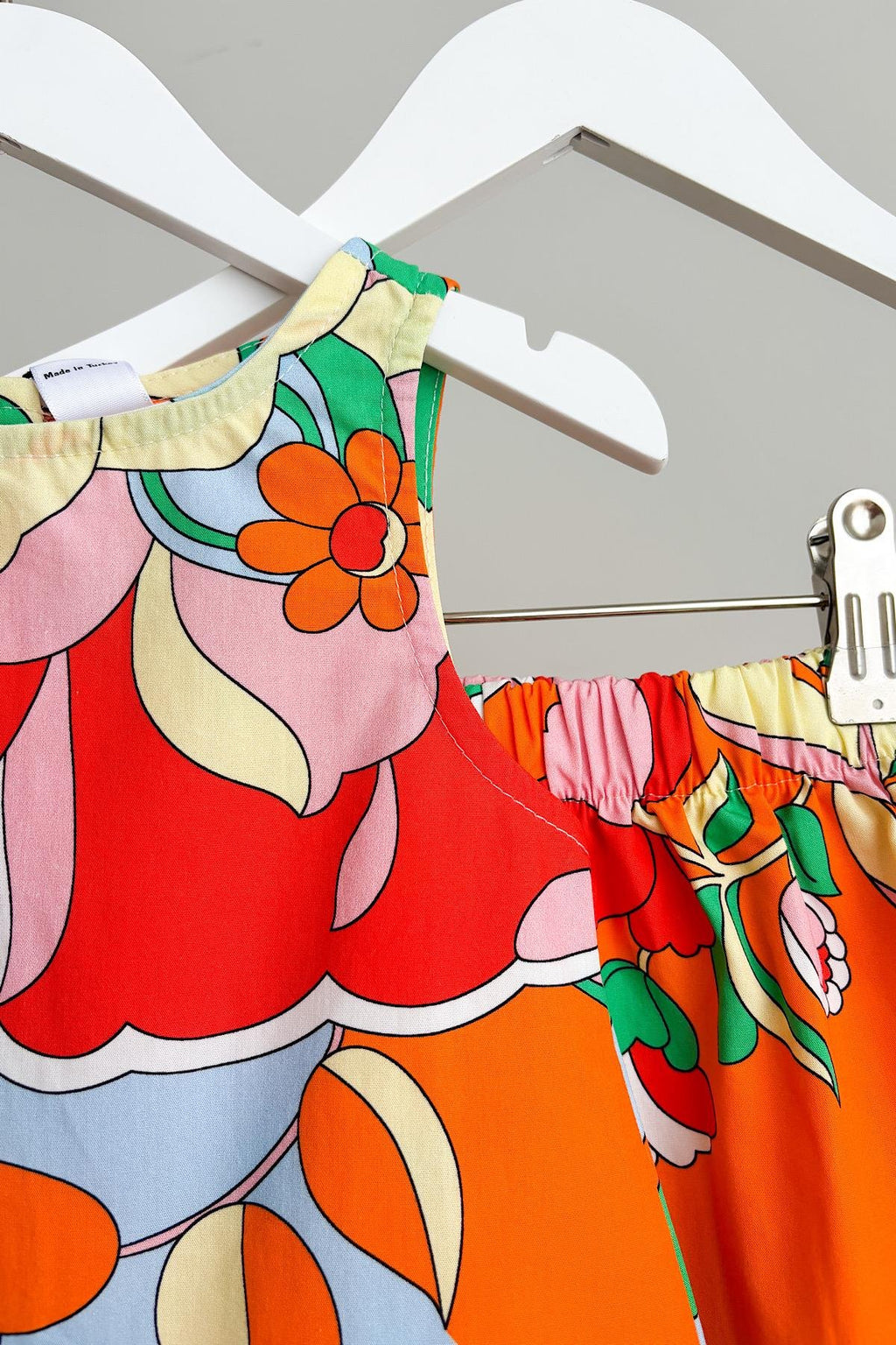 Kız Çocuk Desenli Poplin Takım