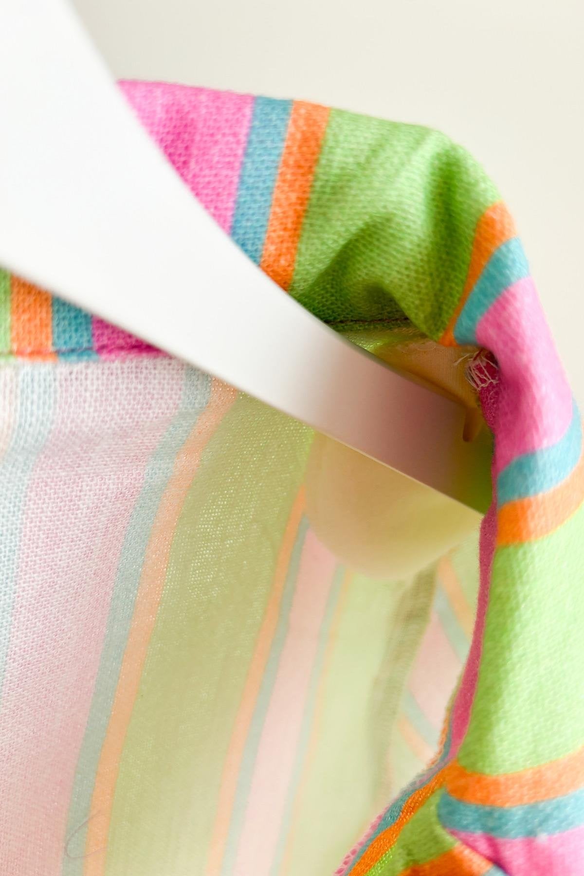 Kız Çocuk Çizgili Keten Gömlek Ceket