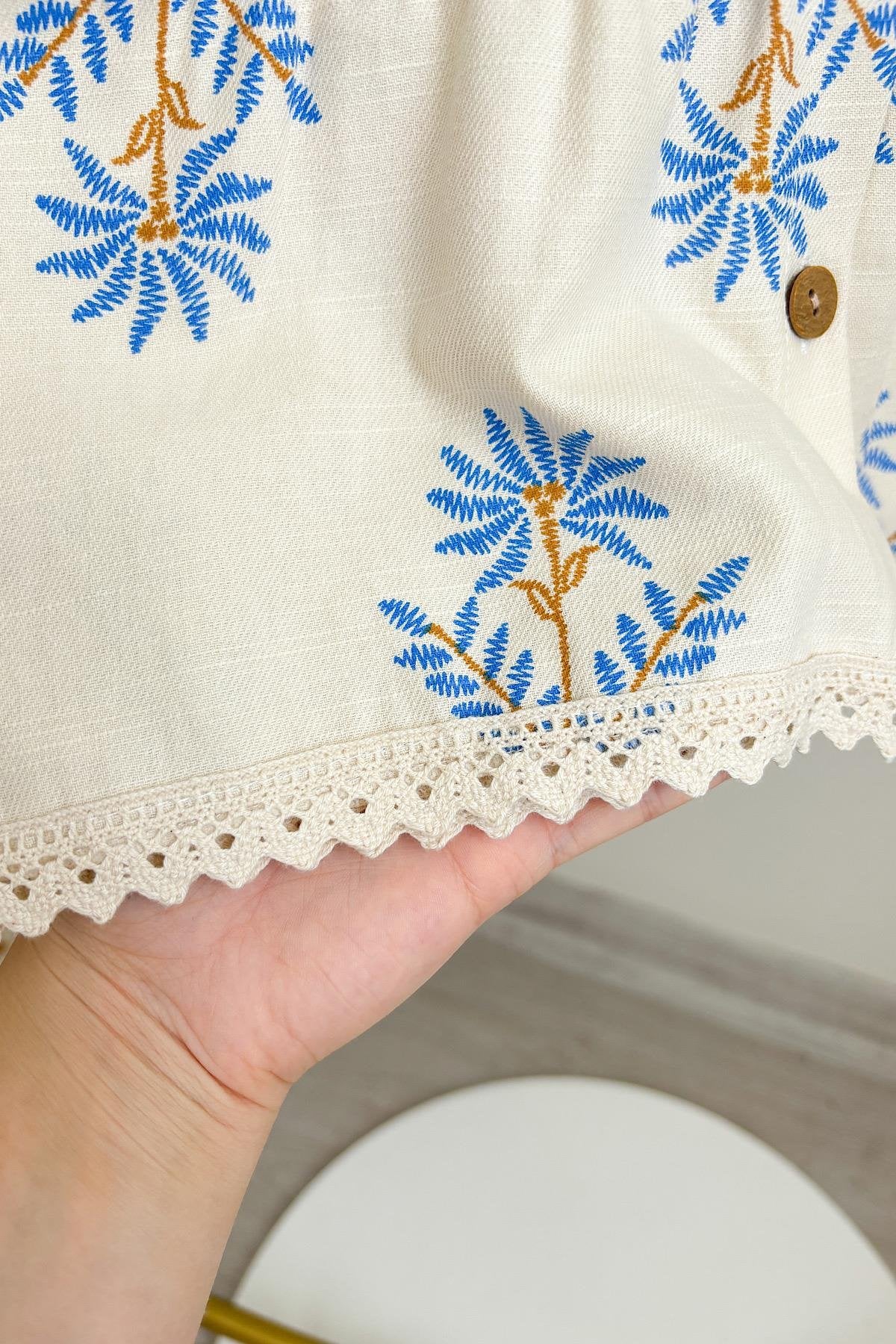 Kız Çocuk Çiçek Desenli Dokuma Elbise