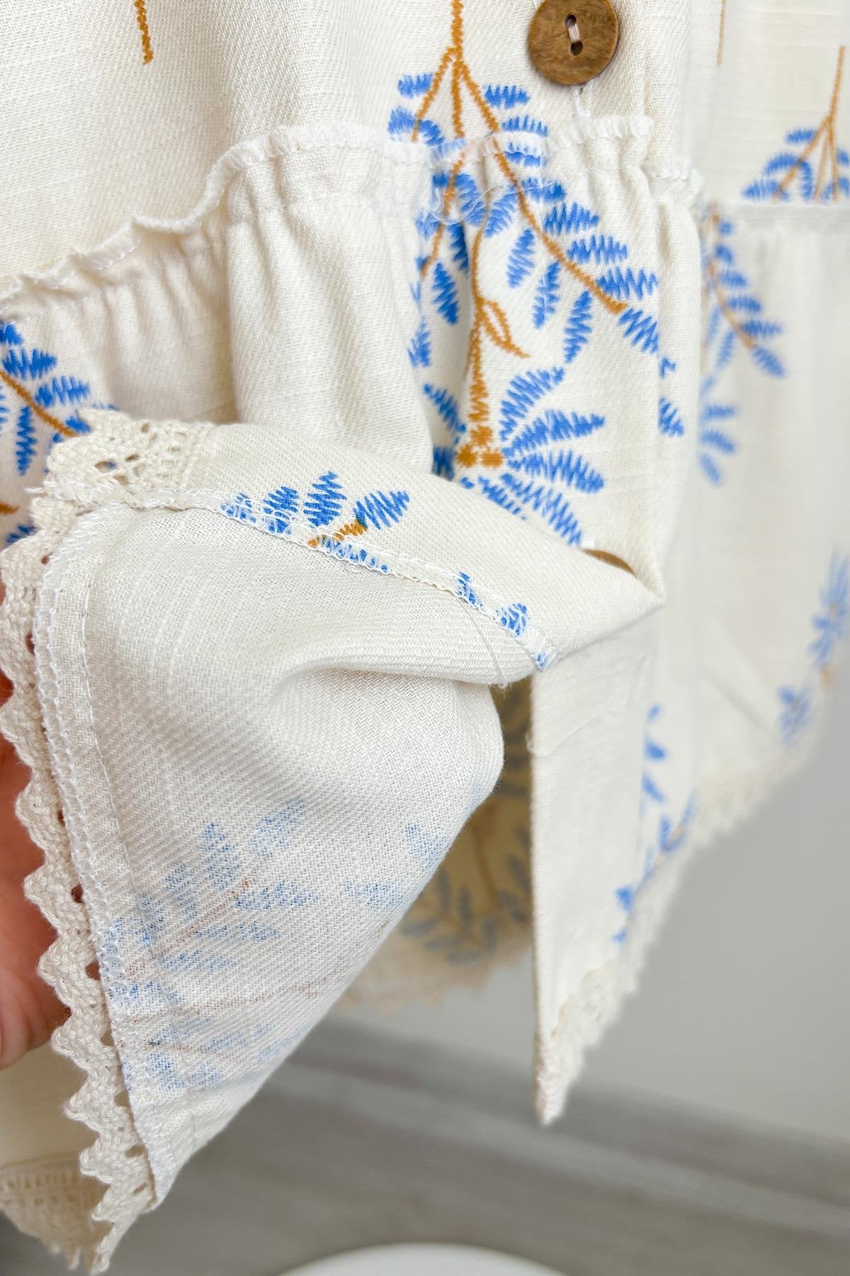 Kız Çocuk Çiçek Desenli Dokuma Elbise