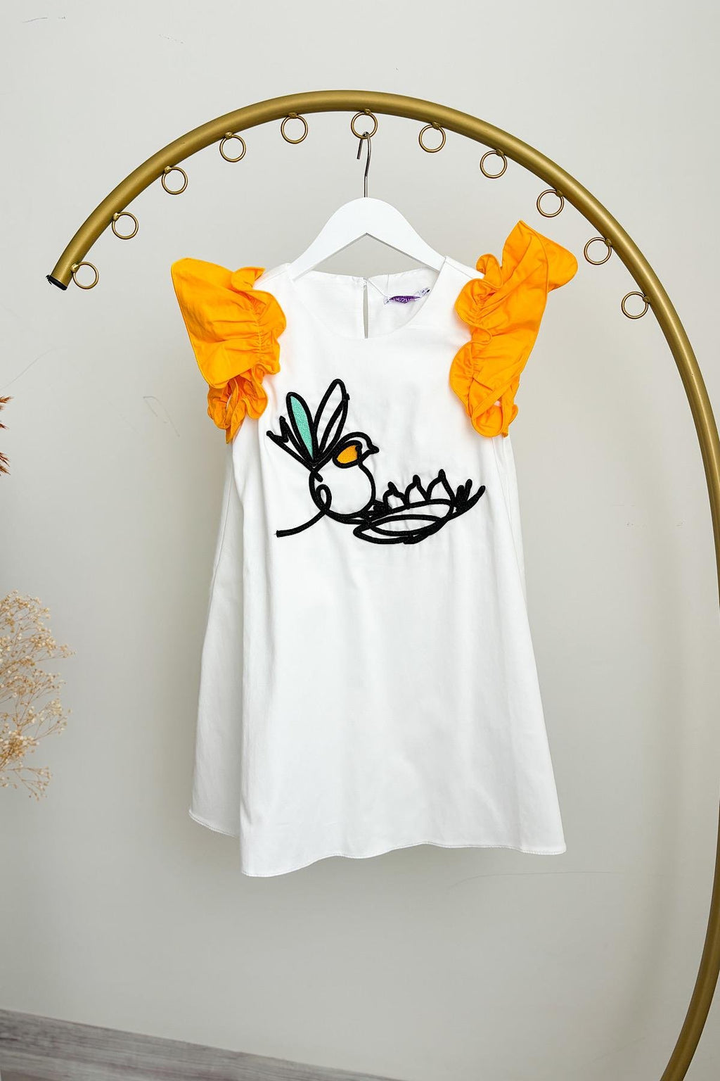 Kız Çocuk Kolları Volanlı Tasarım Elbise