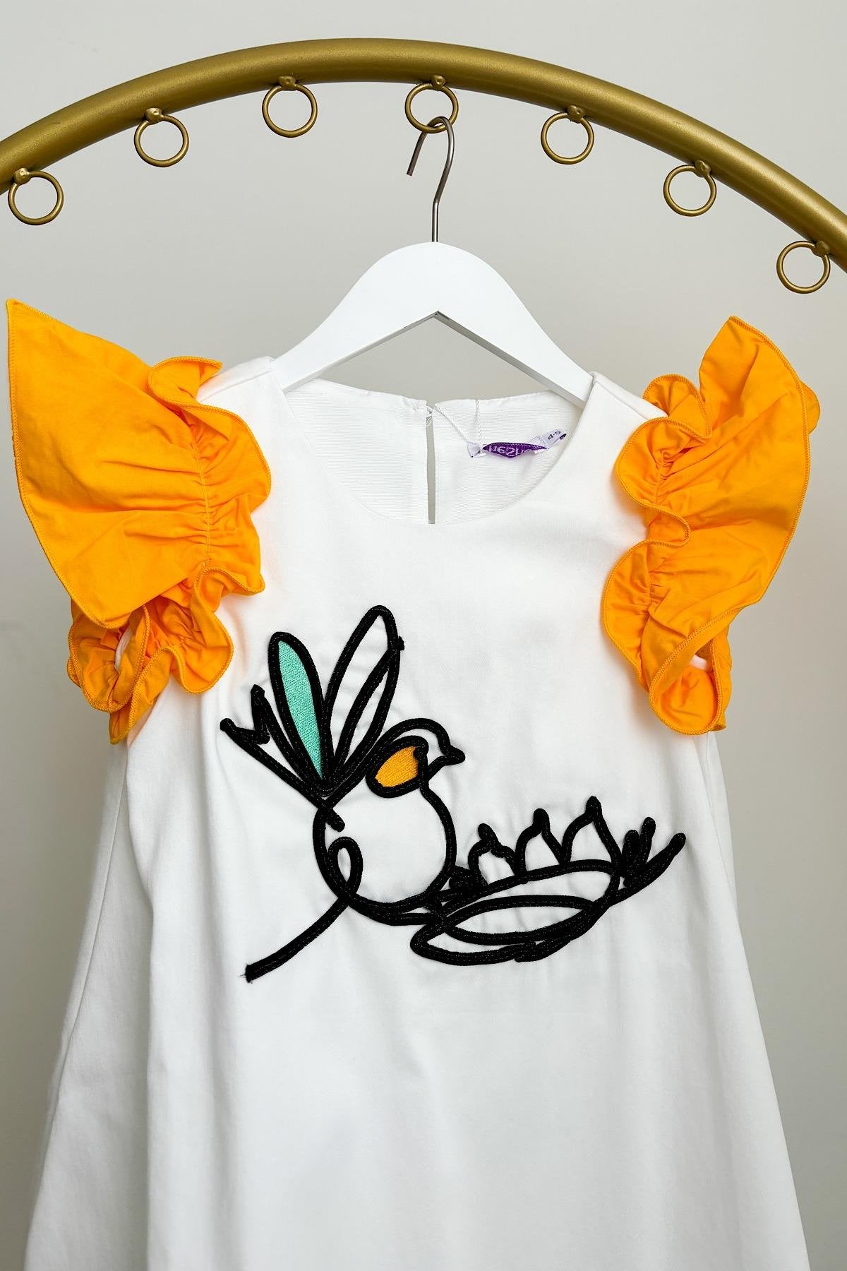 Kız Çocuk Kolları Volanlı Tasarım Elbise