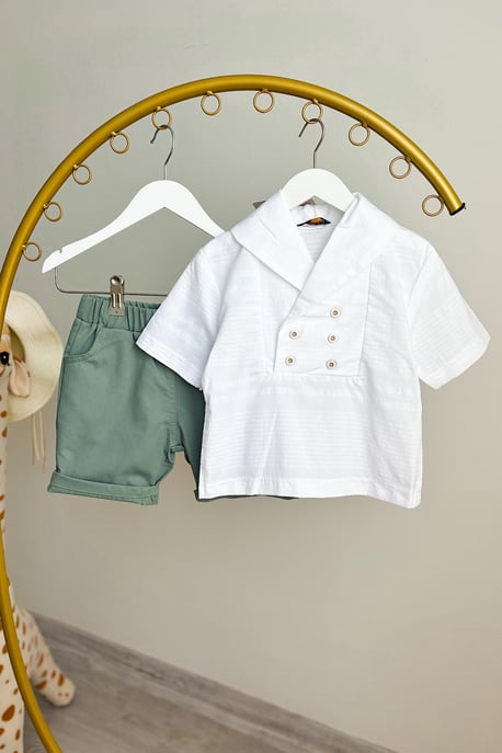 Erkek Çocuk Poplin Gömlek Şortlu Takım