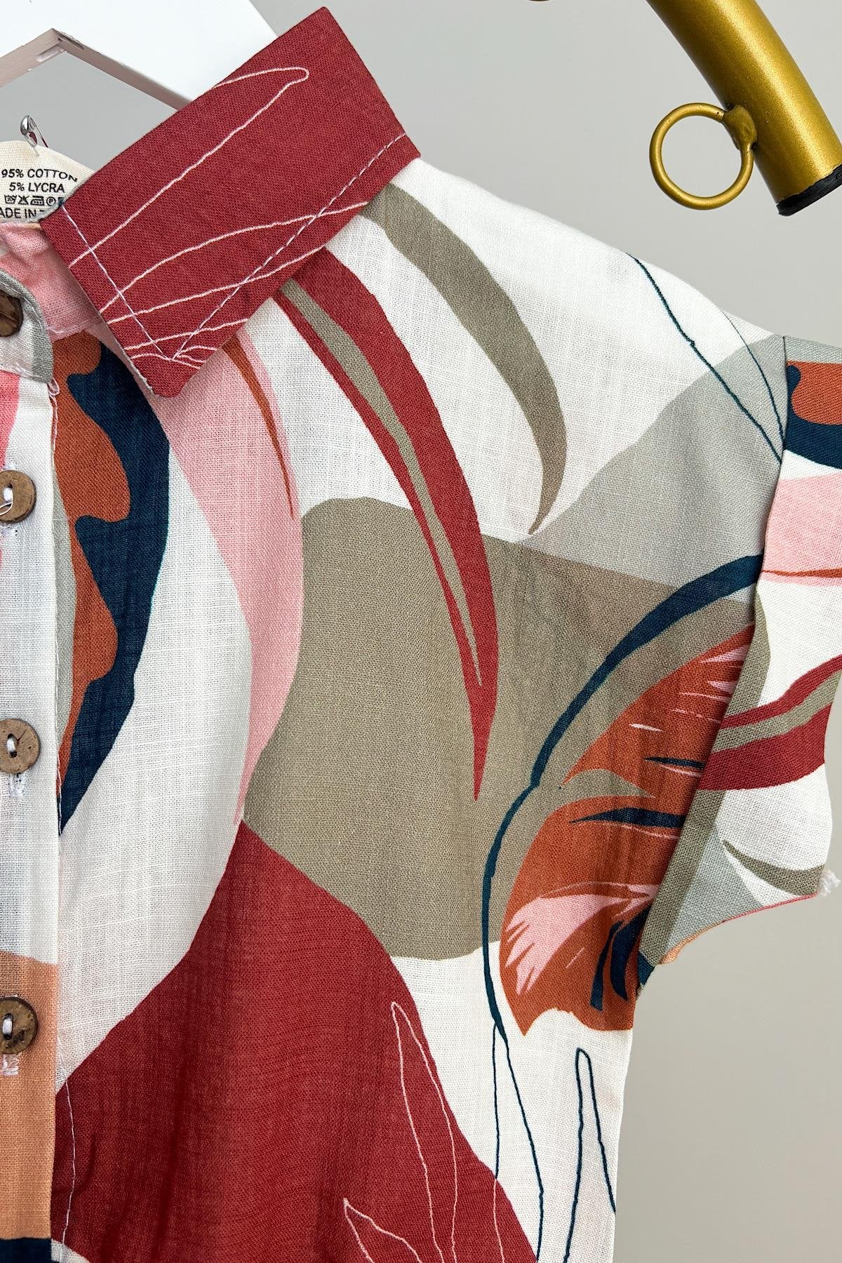 Kız Çocuk Yaprak Desenli Dokuma Takım