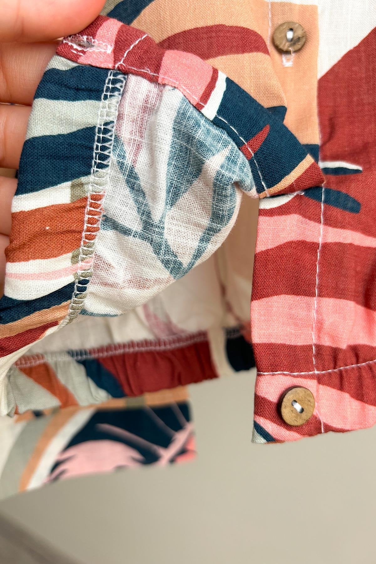 Kız Çocuk Yaprak Desenli Dokuma Takım