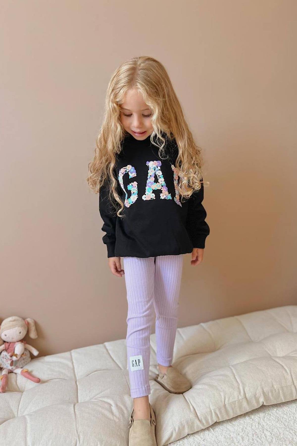 Kız Çocuk Gp Sweatshirt Fitilli Tayt Takım