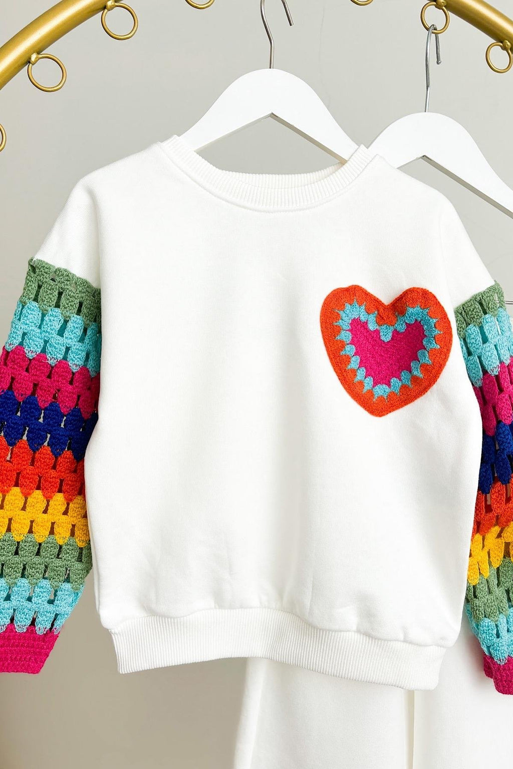 Kız Çocuk Motifli Sweatshirt Şardonlu Takım