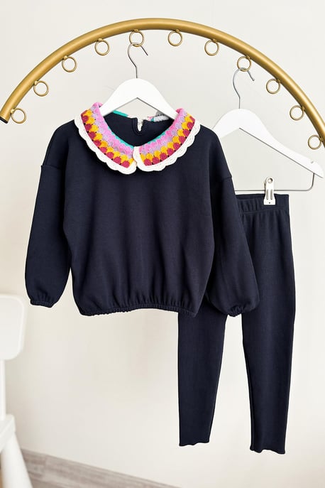 Kız Çocuk Örgü Yaka Kaşkorse Takım