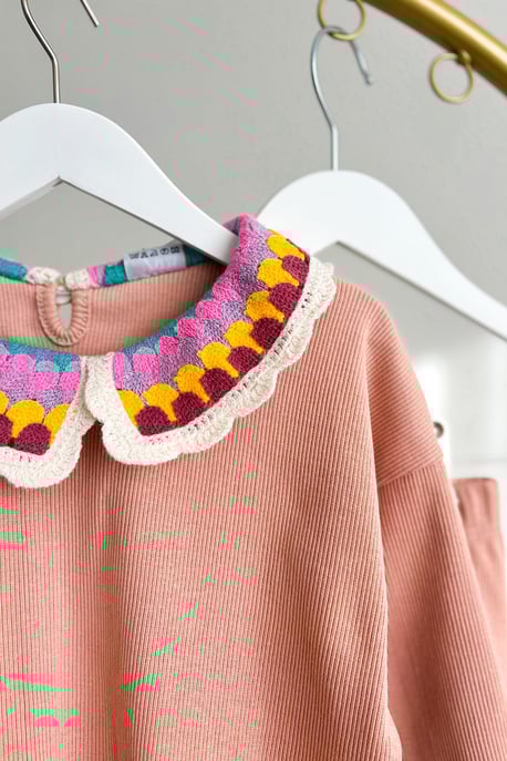 Kız Çocuk Örgü Yaka Kaşkorse Takım